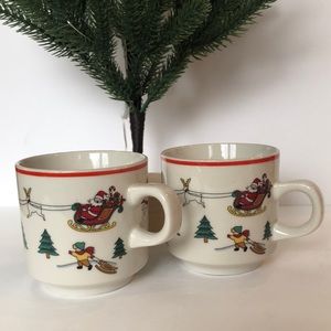 Jamestown China The Joy Of Christmas Stoneware Coffee Mugs